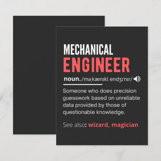 Mechanische ENGINEER Bedankkaart (Voorkant / Achterkant)