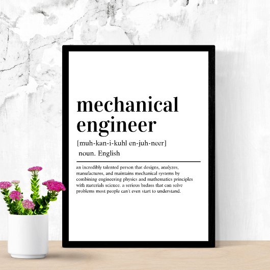 Mechanische engineer Definition Funny Engineering Poster