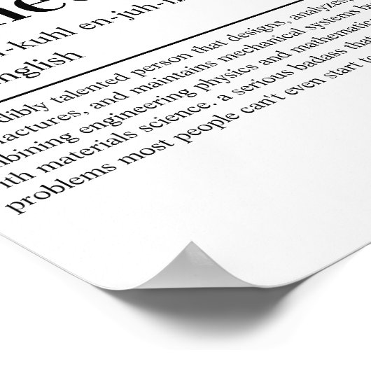 Mechanische engineer Definition Funny Engineering Poster (Hoek)