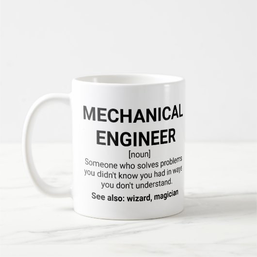 Mechanische engineer Definition Noun Koffiemok (Links)