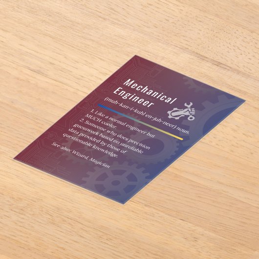 Mechanische engineer Funny Definition Acryl Uitnodigingen (Laagn)
