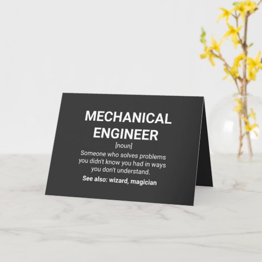 Mechanische engineer Funny Definition Kaart (Gele Bloem)