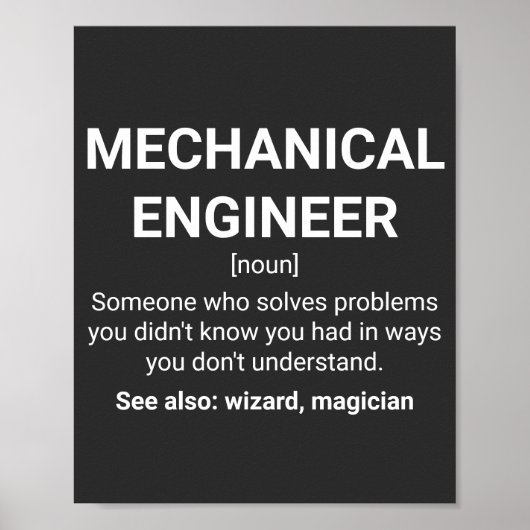 Mechanische engineer Funny Definition Poster (Voorkant)