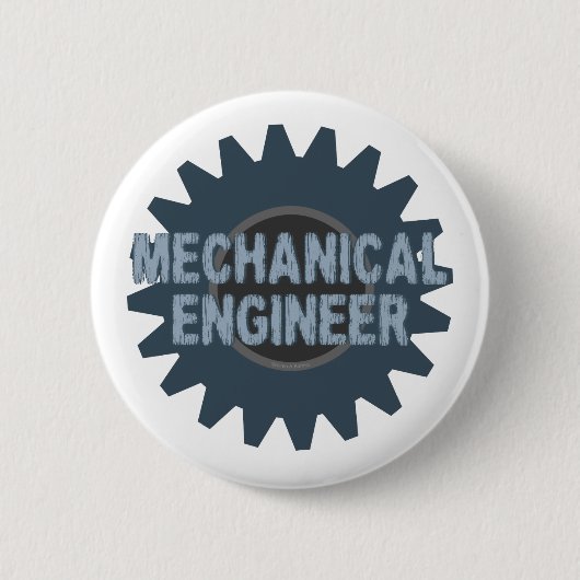 Mechanische Engineer Gear Blauw Grijs Ronde Button 5,7 Cm (Voorkant)