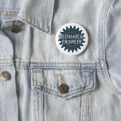 Mechanische Engineer Gear Blauw Grijs Ronde Button 5,7 Cm (In situ)