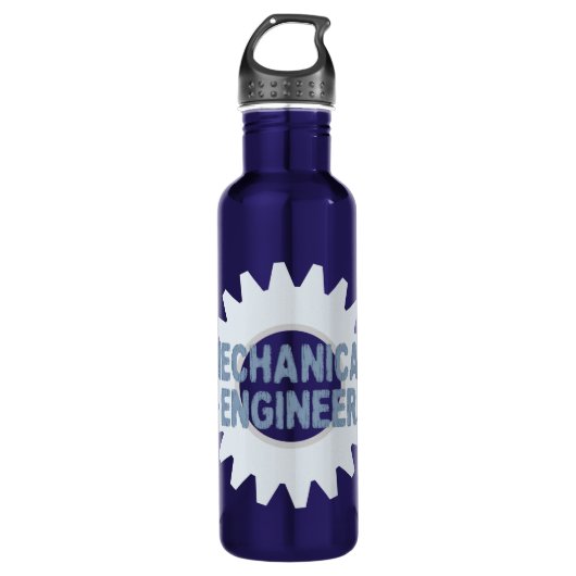 Mechanische Engineer Gear Blauw Grijs Waterfles (Voorkant)