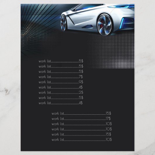 Mechanische Fast Car Service-prijslijst voor auto' Flyer (Voorkant)