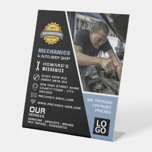 Mechanische Foto Auto Mechanic & Reparaties Advert Reclamebord Met Voetstuk