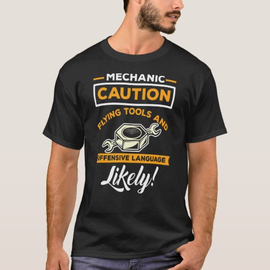 Mechanische funny Quote Caution Flying Tools and O T-shirt (Voorkant)