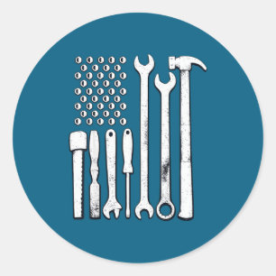 Mechanische Gereedschappen Amerikaanse Vlag VS Ronde Sticker