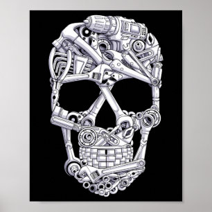 Mechanische Gereedschappen Schedel Garage Hallowee Poster