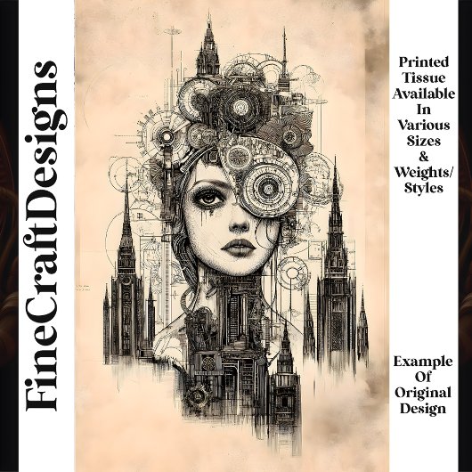 Mechanische Gotische Steampunk Vrouw N3 Decoupage Tissuepapier