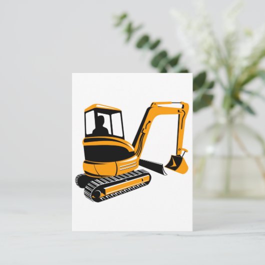 mechanische graafmachine briefkaart (Staand voorkant)