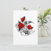 Mechanische haling met rode rozen advieskaart (Staand voorkant)