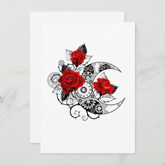Mechanische haling met rode rozen advieskaart (Voorkant / Achterkant)