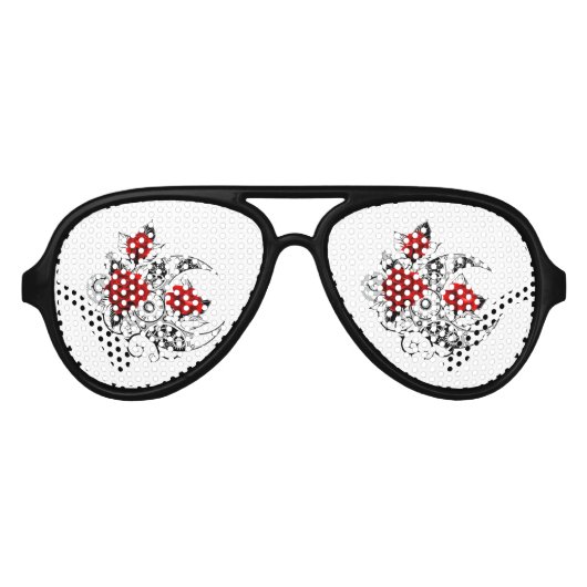 Mechanische haling met rode rozen aviator zonnebril (Voorkant)