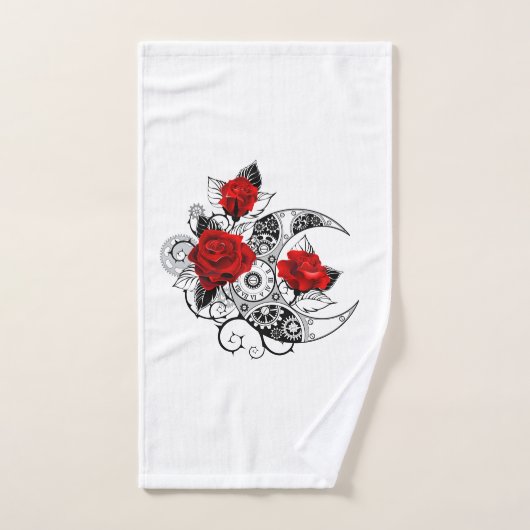Mechanische haling met rode rozen bad handdoek (Handdoek)