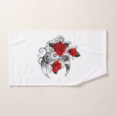 Mechanische haling met rode rozen bad handdoek (Handdoek)
