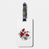 Mechanische haling met rode rozen bagagelabel (Achterkant verticaal)