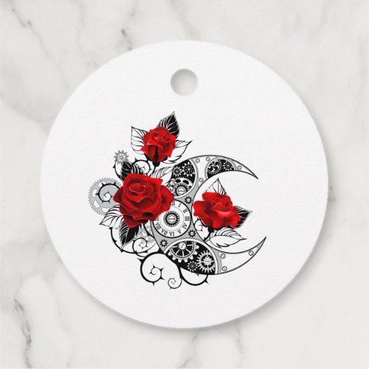 Mechanische haling met rode rozen bedankjes labels (Achterkant)