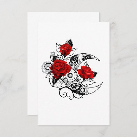 Mechanische haling met rode rozen bedankkaart (Voorkant / Achterkant)