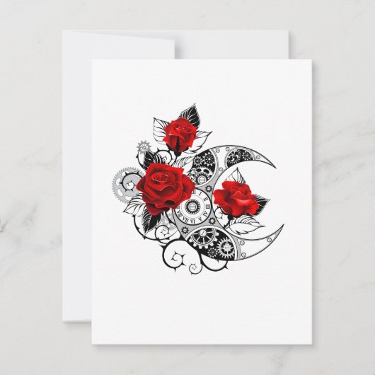 Mechanische haling met rode rozen bedankkaart (Voorkant)
