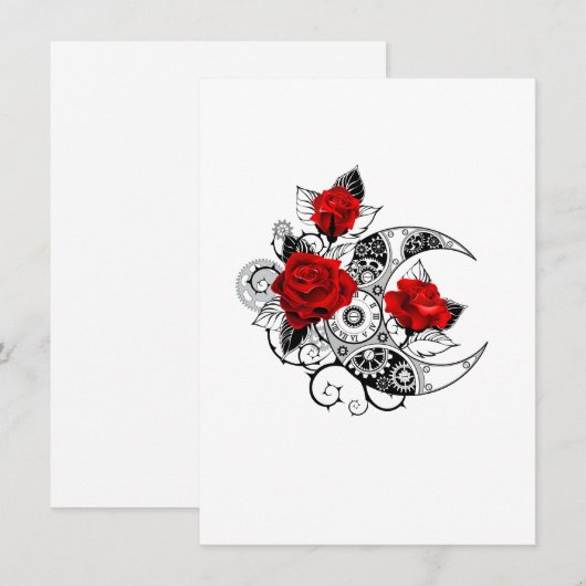 Mechanische haling met rode rozen bedankkaart (Voorkant / Achterkant)