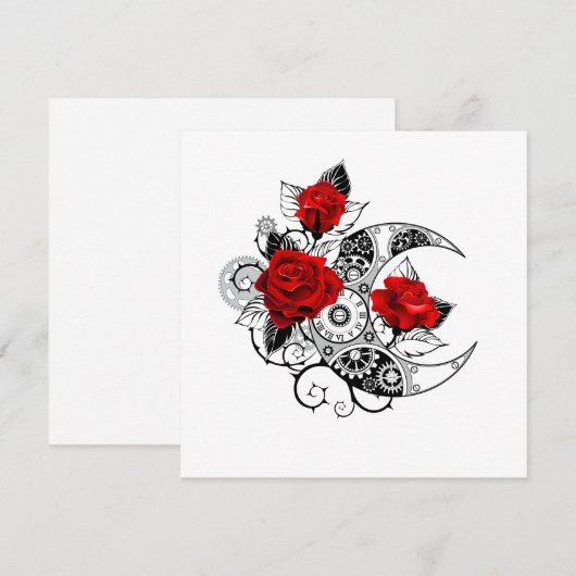 Mechanische haling met rode rozen bedankkaart (Voorkant / Achterkant)