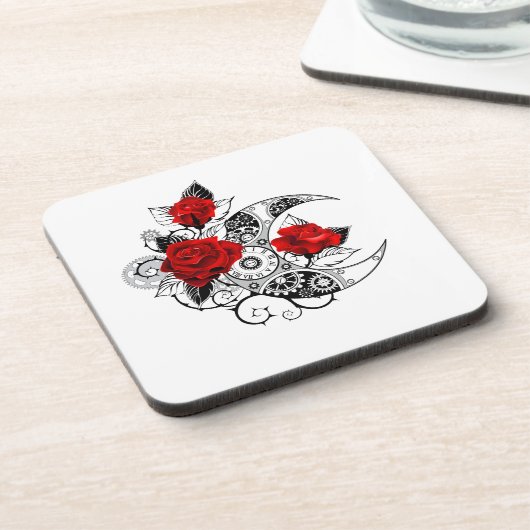 Mechanische haling met rode rozen bier onderzetter (Linkerzijde)