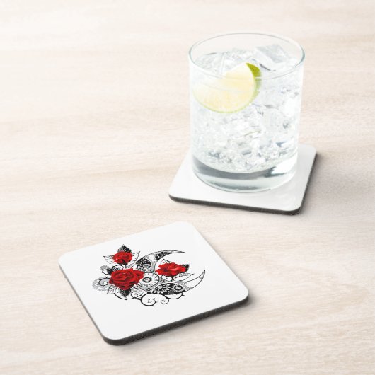 Mechanische haling met rode rozen bier onderzetter (Rechterzijde)