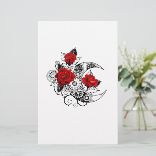 Mechanische haling met rode rozen briefpapier (Staand voorkant)