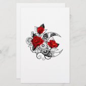 Mechanische haling met rode rozen briefpapier (Voorkant / Achterkant)