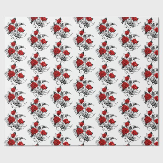 Mechanische haling met rode rozen cadeaupapier (Vlak)