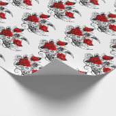 Mechanische haling met rode rozen cadeaupapier (Hoek)