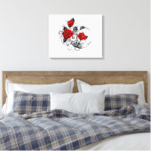 Mechanische haling met rode rozen canvas afdruk (Insitu (Slaapkamer))