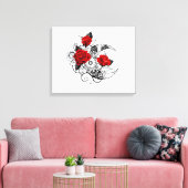 Mechanische haling met rode rozen canvas afdruk (Insitu (Woonkamer))