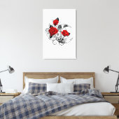 Mechanische haling met rode rozen canvas afdruk (Insitu (Slaapkamer))