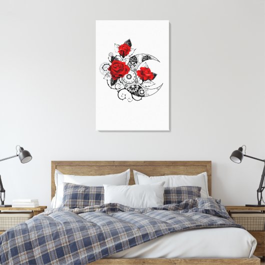 Mechanische haling met rode rozen canvas afdruk (Insitu (Slaapkamer))