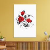 Mechanische haling met rode rozen canvas afdruk (Insitu (Woonkamer))