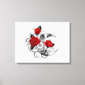 Mechanische haling met rode rozen canvas afdruk (Voorkant)