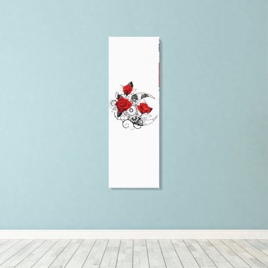 Mechanische haling met rode rozen canvas afdruk (Insitu (Houten vloer))