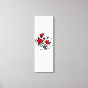 Mechanische haling met rode rozen canvas afdruk