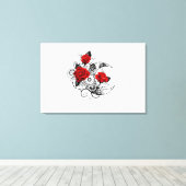 Mechanische haling met rode rozen canvas afdruk (Insitu (Houten vloer))