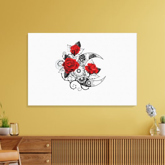 Mechanische haling met rode rozen canvas afdruk (Insitu (Woonkamer))