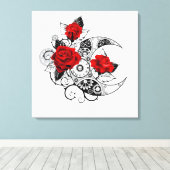 Mechanische haling met rode rozen canvas afdruk (Insitu (Houten vloer))