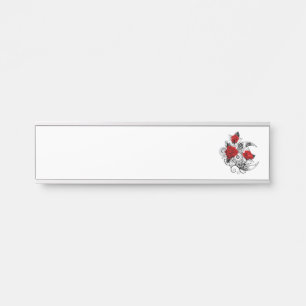 Mechanische haling met rode rozen deurbordje