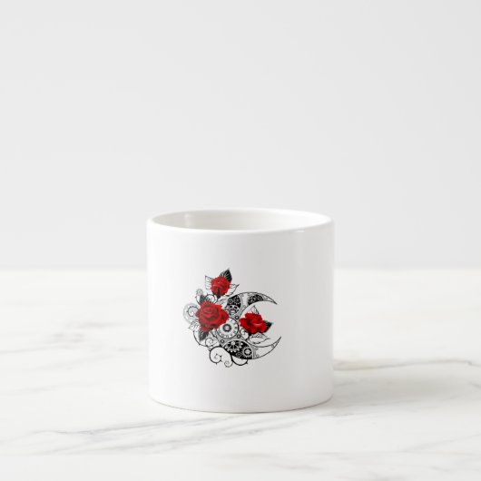 Mechanische haling met rode rozen espresso kop (Voorkant)