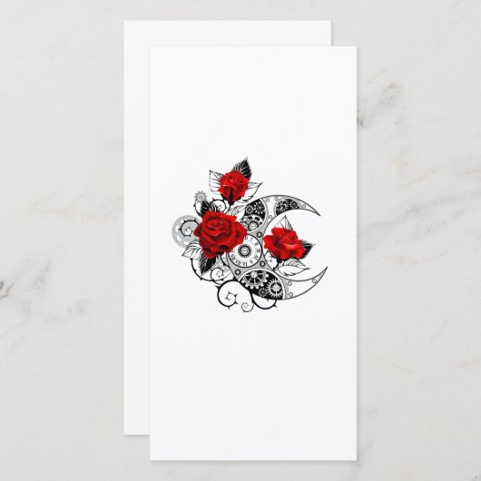 Mechanische haling met rode rozen feestdagenkaart (Voorkant / Achterkant)