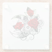 Mechanische haling met rode rozen glazen onderzetter (Achterkant)