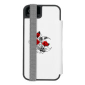 Mechanische haling met rode rozen incipio iPhone portemonnee hoesje (Agenda Achterkant)